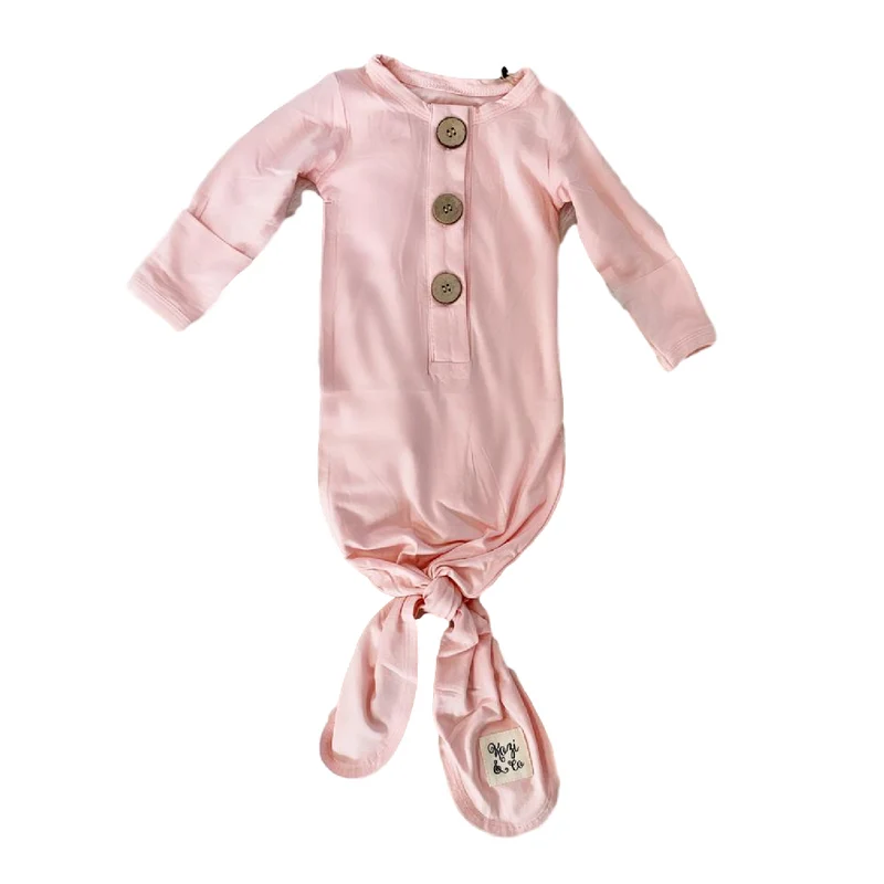 Kozi and Co Pink Peony Knotted Baby Gown