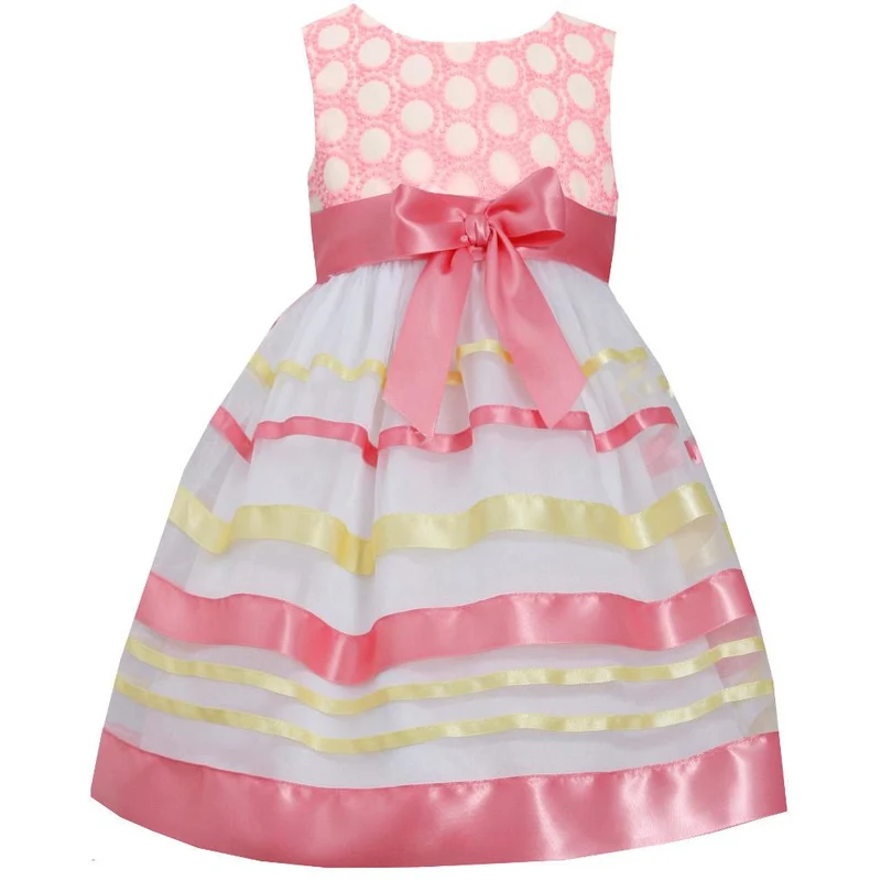 Bonnie Jean Little Girls Easter Dress: Coral Ribbon