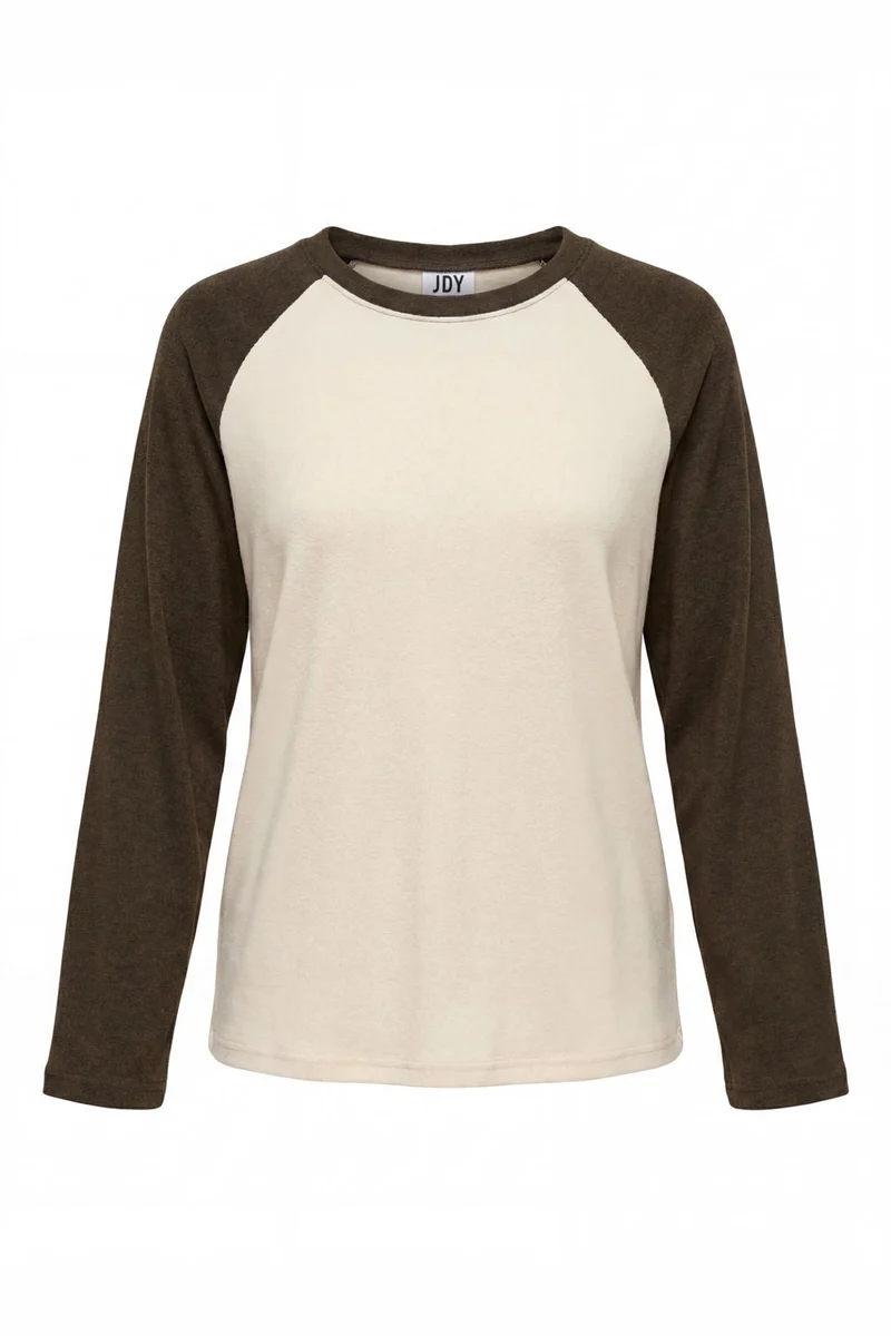 JDY - Jdyjeanett L/S Raglan Contrast Top - 5218443 Antique White Black Olive Contrast