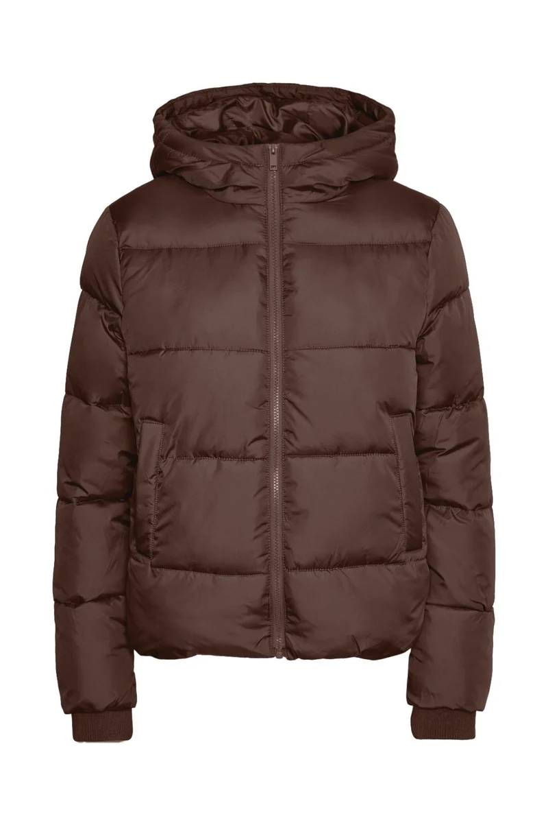 Pieces - Pcbee New Short Puffer Jacket - 4863592 Hot Fudge