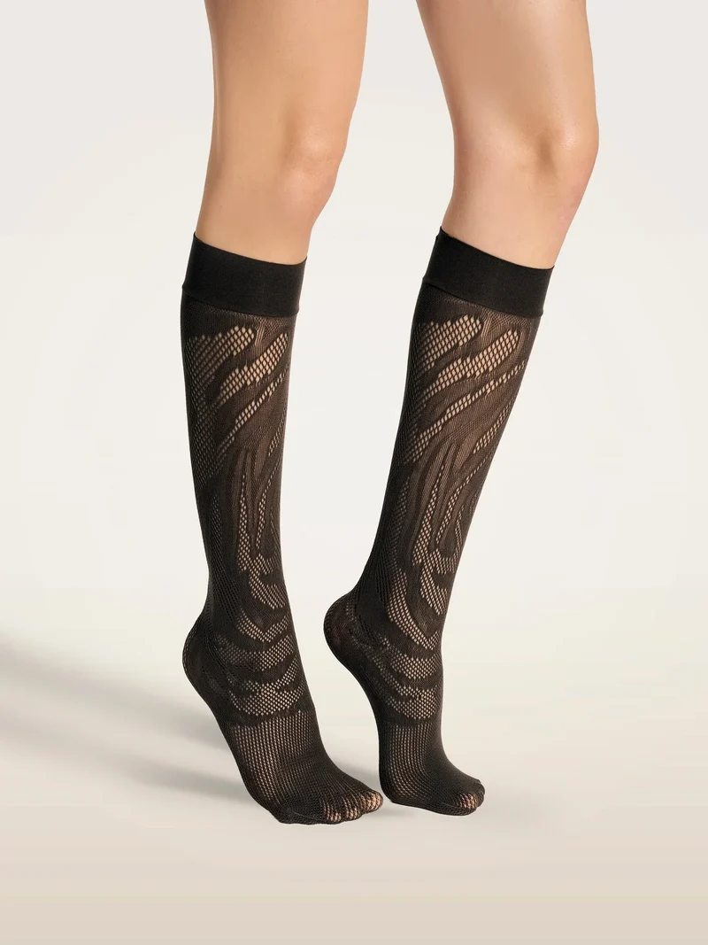 Wolford - Rosebloom Net Knee-highs 31800 - 7005 Black