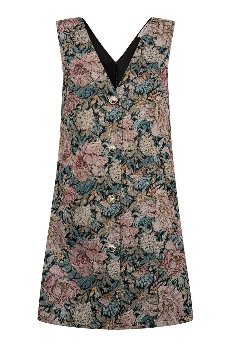 A-View - Brocade Dress AV9407 - 311 - Sand/Black