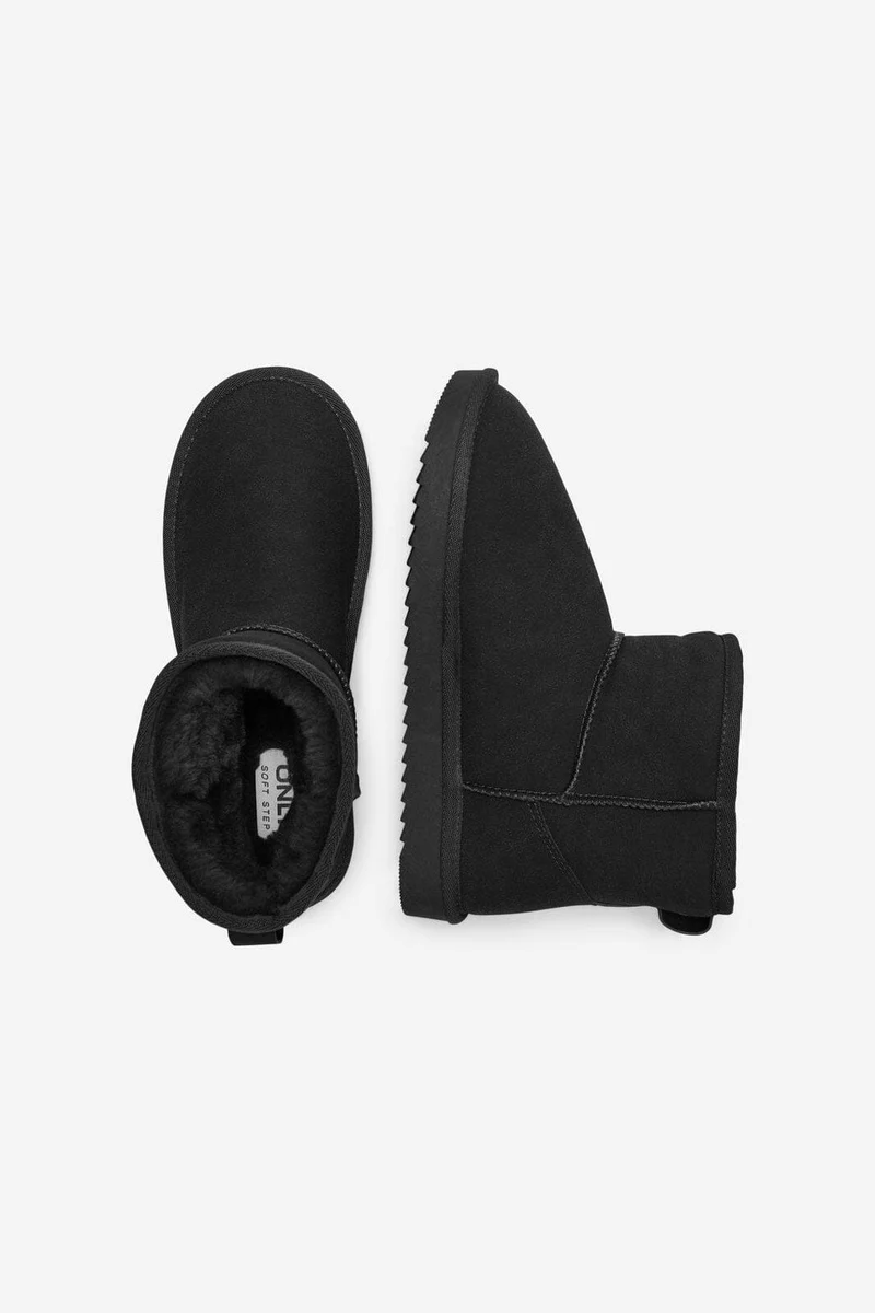 Only Shoes - Onlfeodora Teddy Lined Boot - 4676701 Black