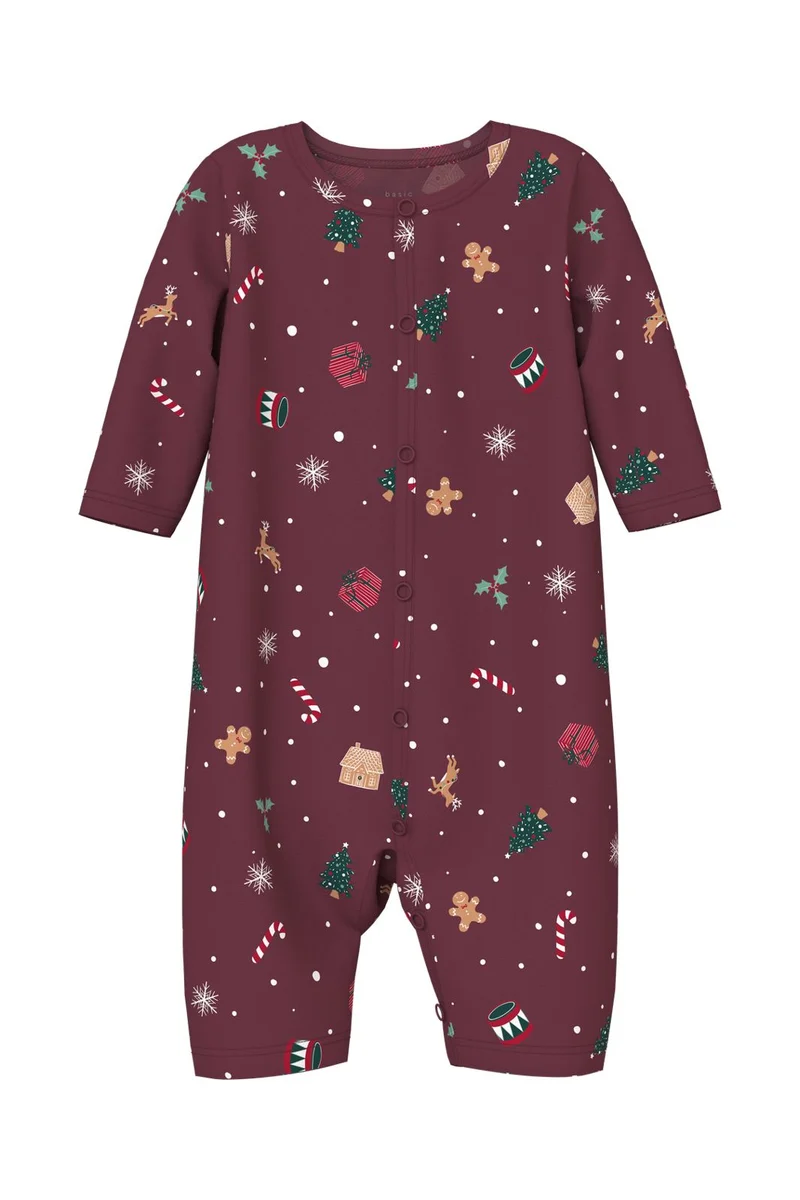 Name It - Nbnvismas Ls Nightsuit - 4918620 Burgundy Xmas Aop