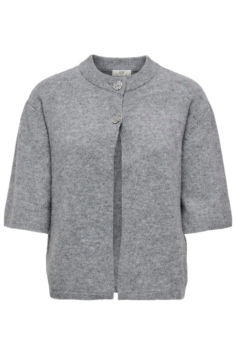 JDY - Jdysuper 2/4 Cardigan Knt - 5086560 Medium Grey Melange Silver Button