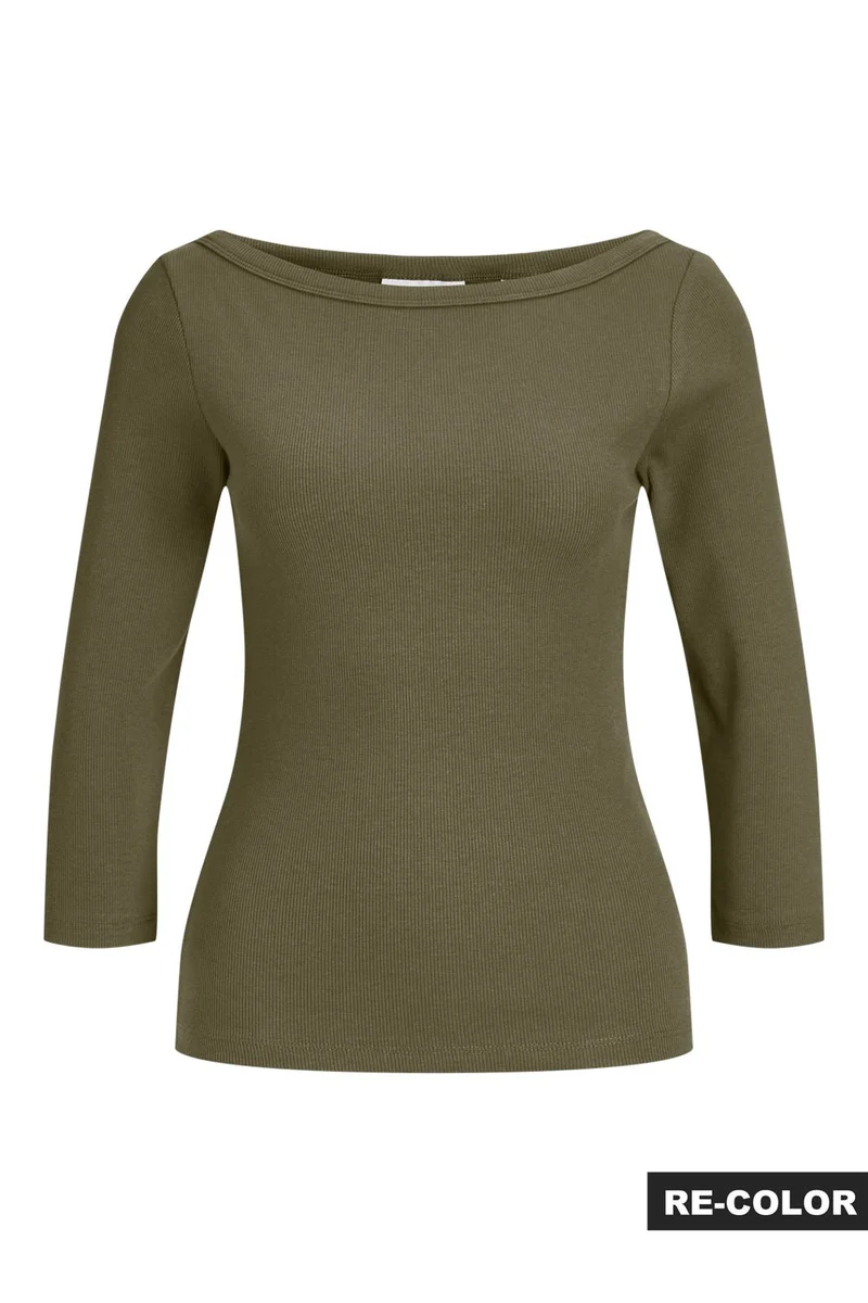 Jjxx - Jxfifi Str 3/4 Boatneck Top - 5236934 Burnt Olive