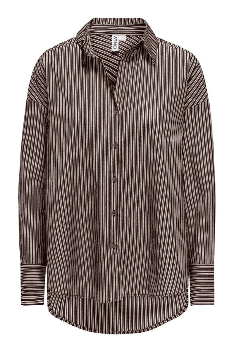 Only - Onloregon Assy L/S Shirt - 5137087 Coffee Bean Cloud Dancer+Taupe Gray