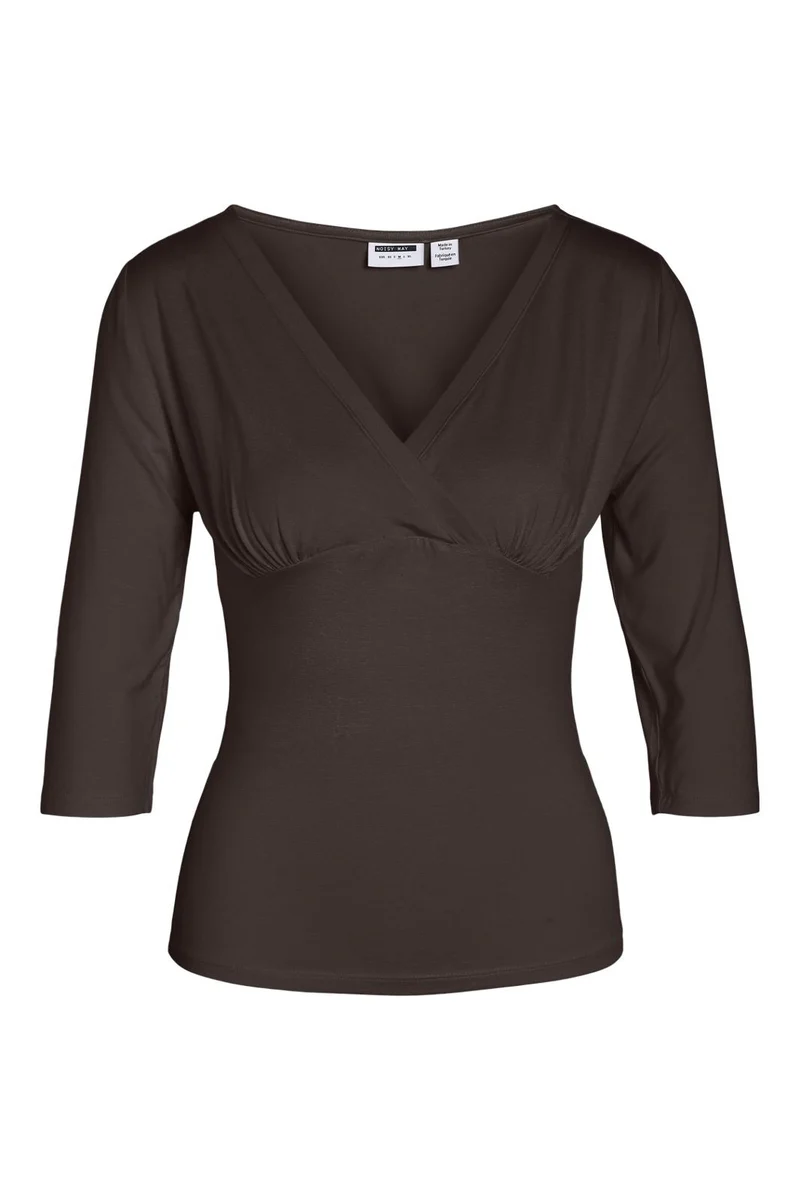 Noisy May - Nmjune 3/4 V-Neck Top - 5249540 Coffee Bean