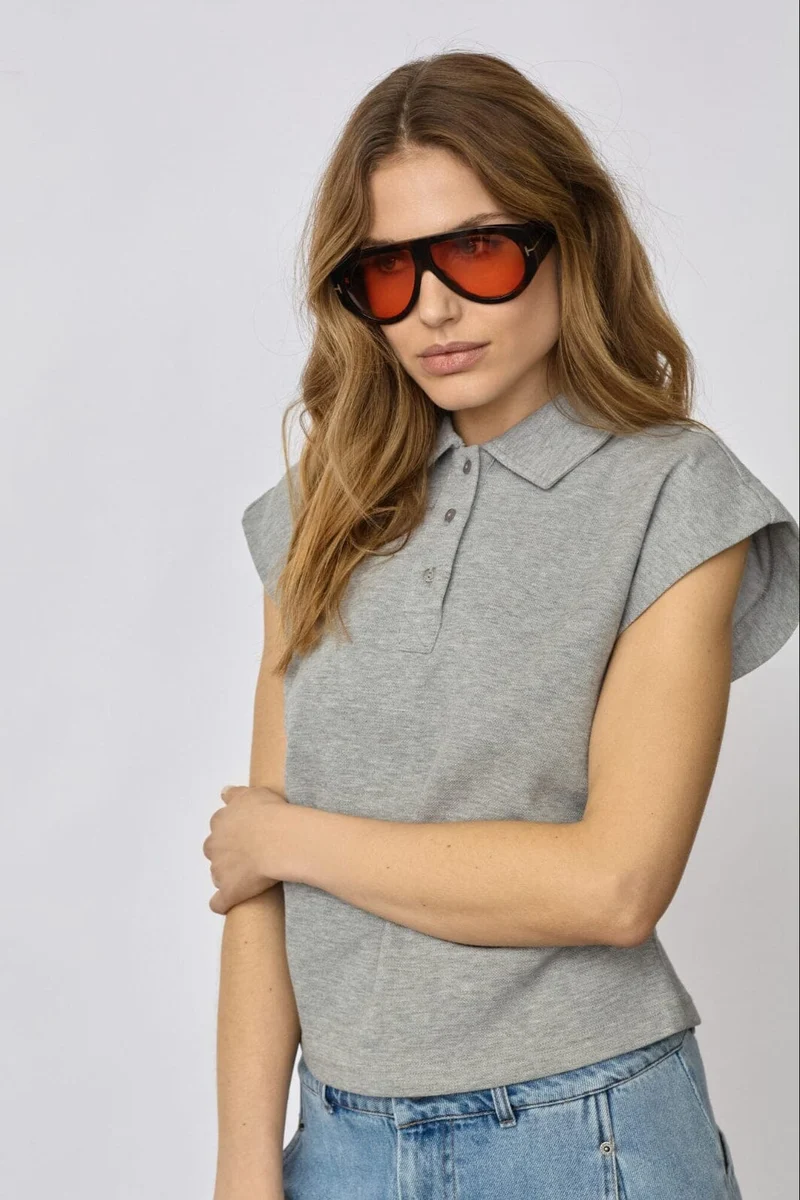 Co´Couture - Sidacc Polo Top 43027 - 57 - Grey Melange