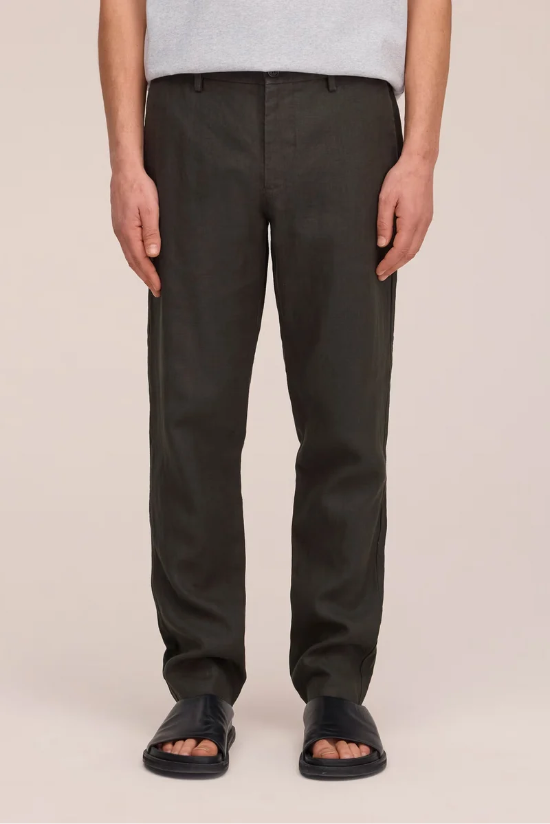 NN. 07 Theo Linen Trousers - Dark Army