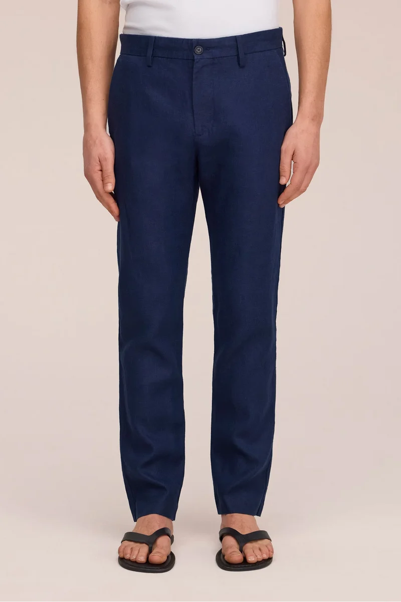 NN. 07 Theo Linen Trousers - Navy
