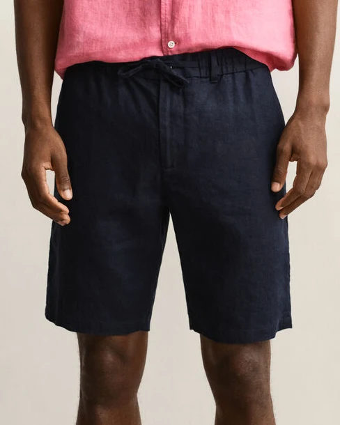 GANT Regular Linen Shorts - Evening Blue
