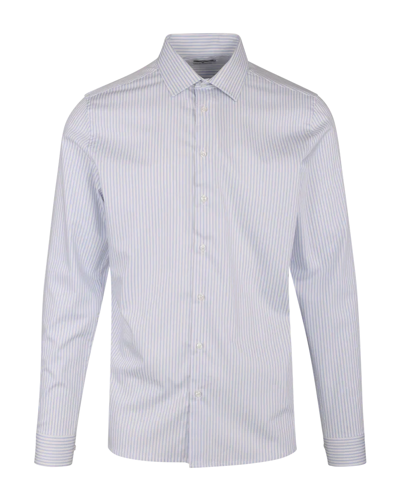 URBAN PIONEERS Obazi Striped Shirt - Pale Blue
