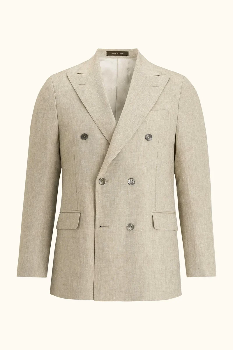OSCAR JACOBSON Farris Linen DB Blazer - Beige