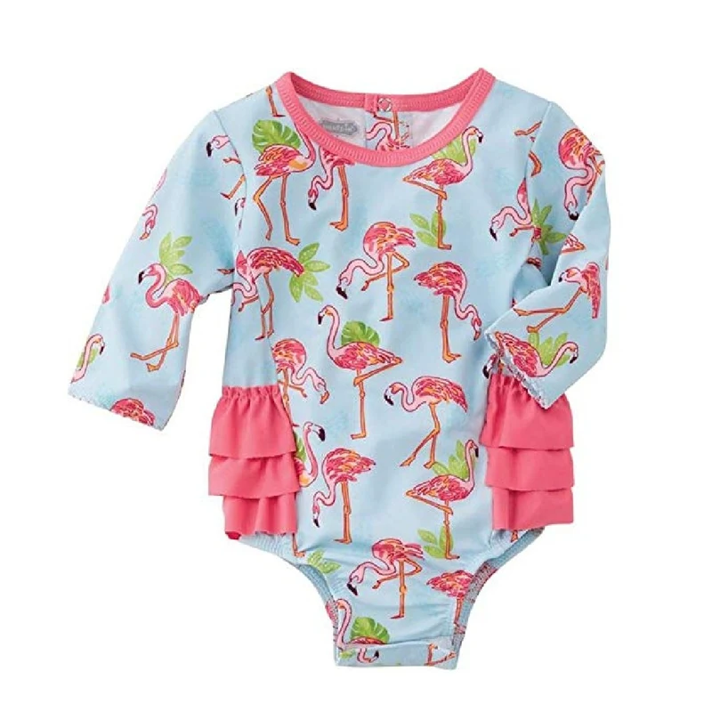 Mud Pie Girls Swimsuit 1 Pc Flamingo Rashguard