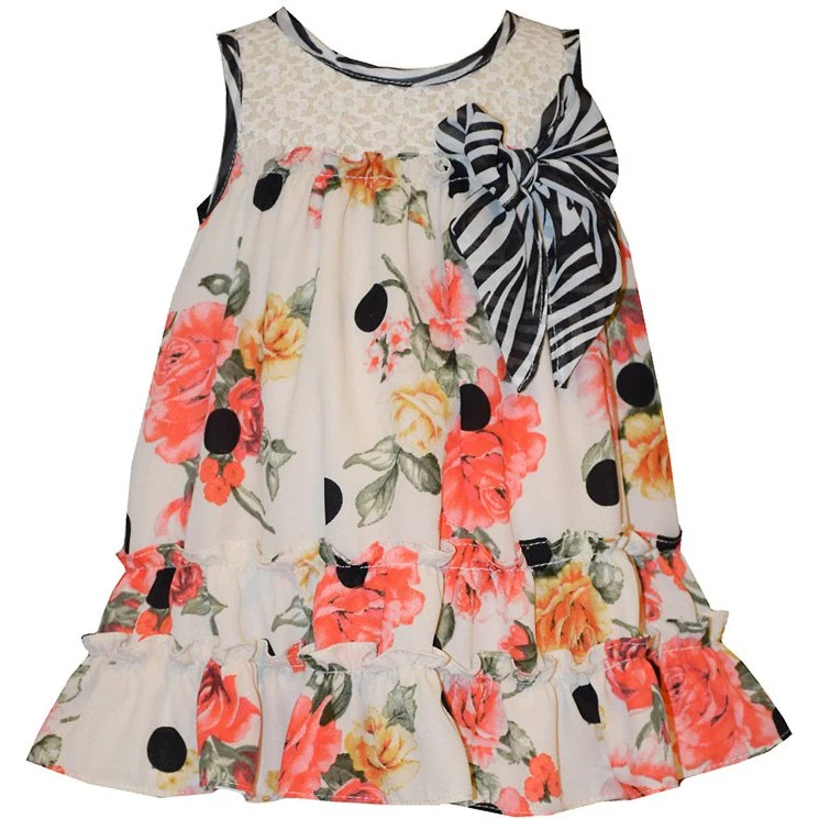 Bonnie Jean Little Girls Coral Floral Zebra Dress 2T