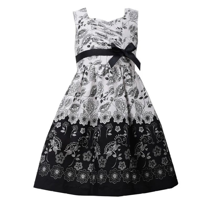 Bonnie Jean Little Girl's Black and Ivory Toile Dress