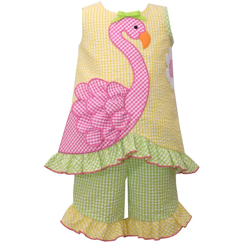 Bonnie Jean Girl's Flamingo Capri Seersucker