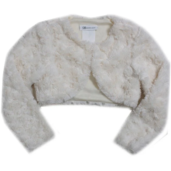 Bonnie Jean Baby Girls Ivory Faux-Fur Shrug