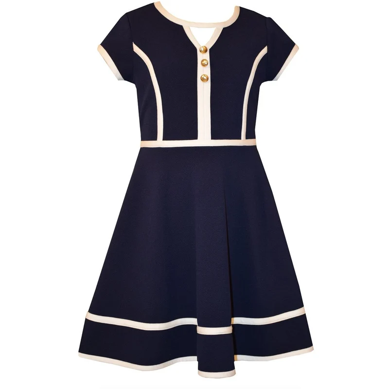 Bonnie Jean Tween Girls Navy Knit Nautical Dress size 7