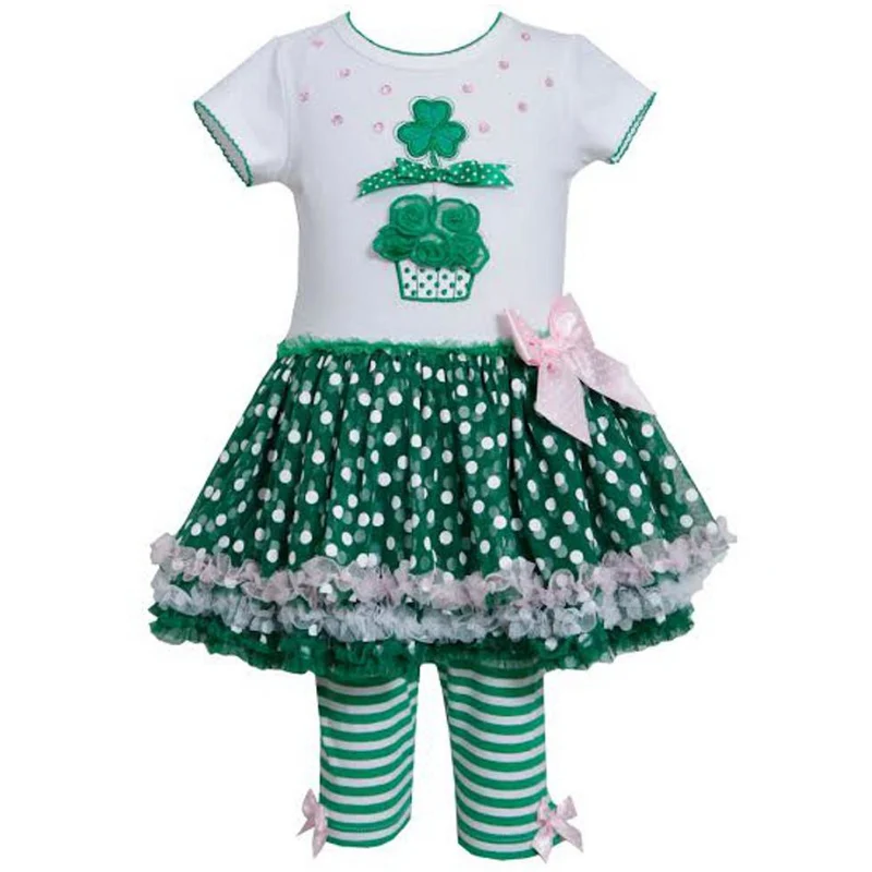St. Patrick's Shamrock Cupcake Legging Set 12 months