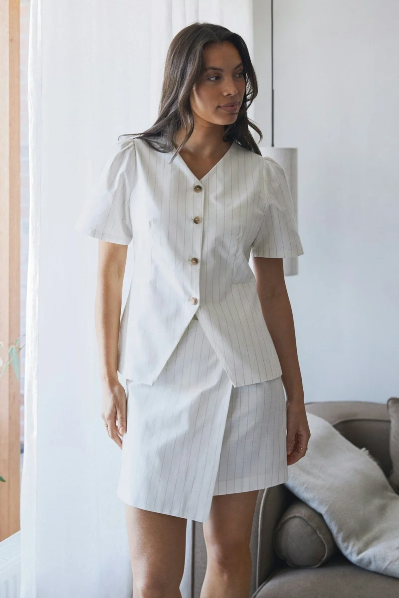 Neo Noir - Petrani Summer Stripe Skirt 169425 - 979 - Taupe Stripe