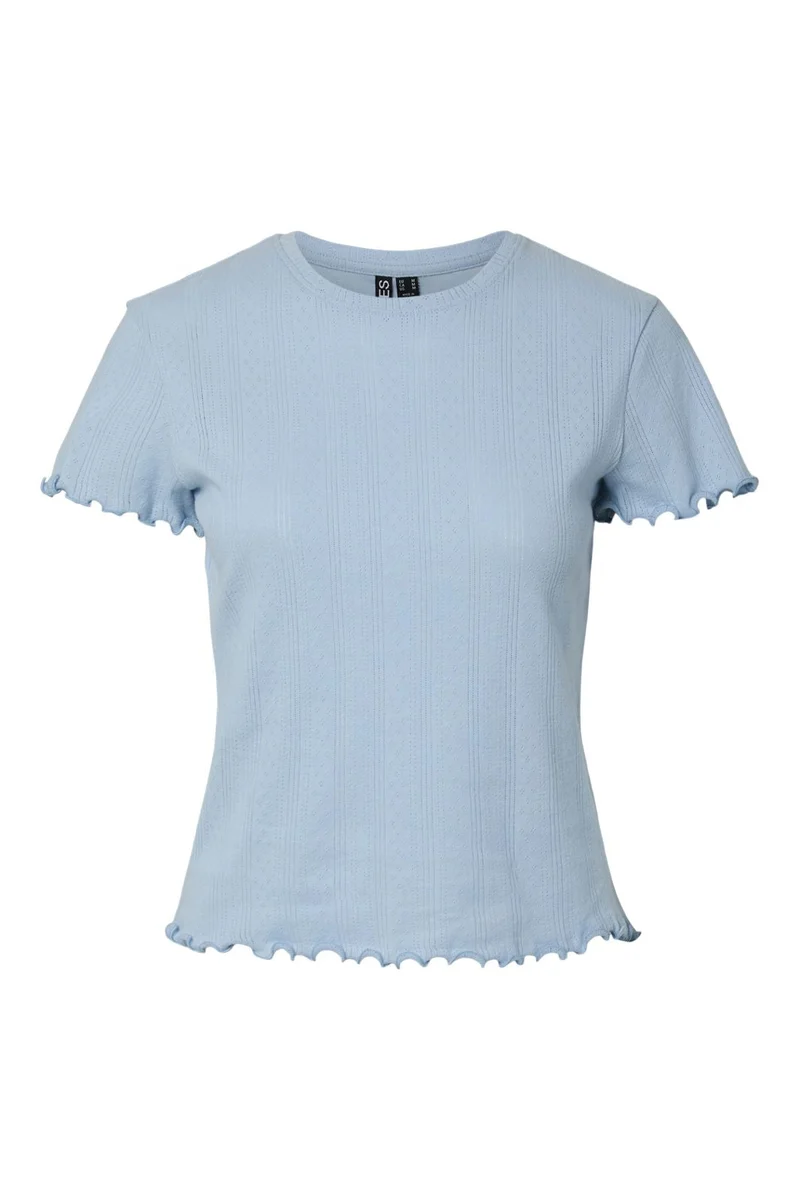 Pieces - Pcmarie Ss O-Neck Poin Top - 4798918 Cashmere Blue