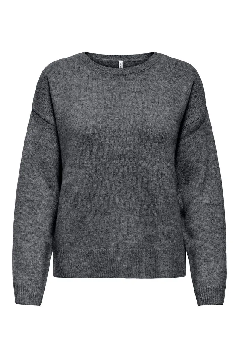 Only - Onlolivia Ls O-Neck Cc Knt - 5101135 Dark Grey Melange