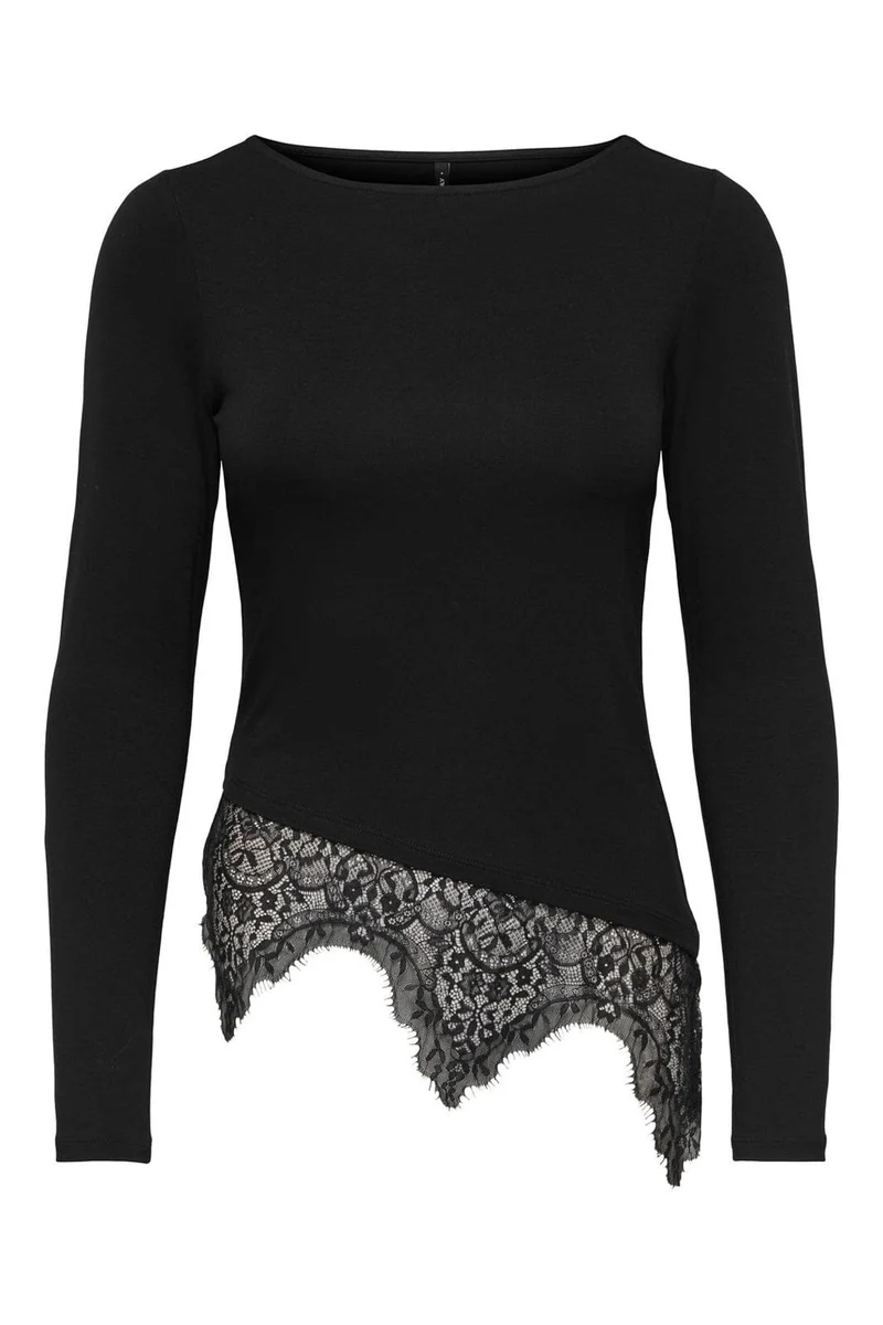 Only - Onllaila L/S Lace Mix Top - 5128037 Black