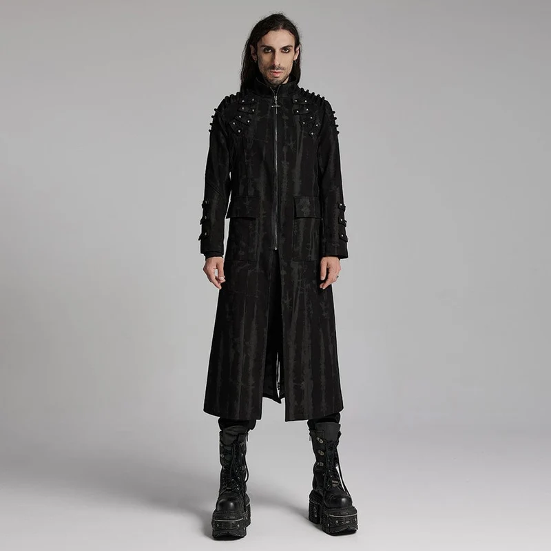 Punk Rivets Strap Zip Coat för män