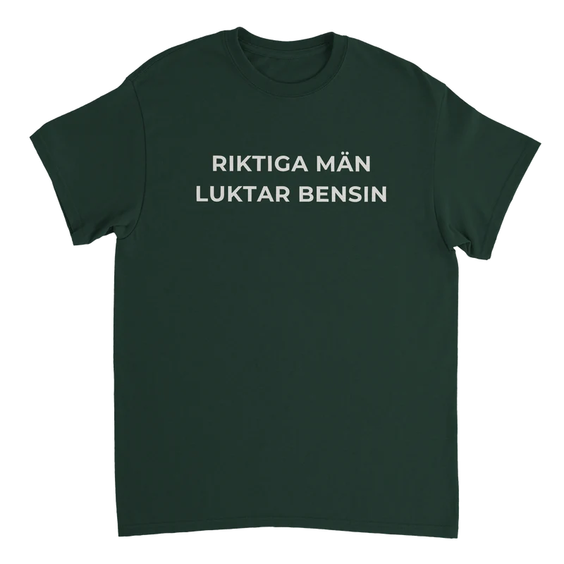 T-shirt - Riktiga män luktar bensin