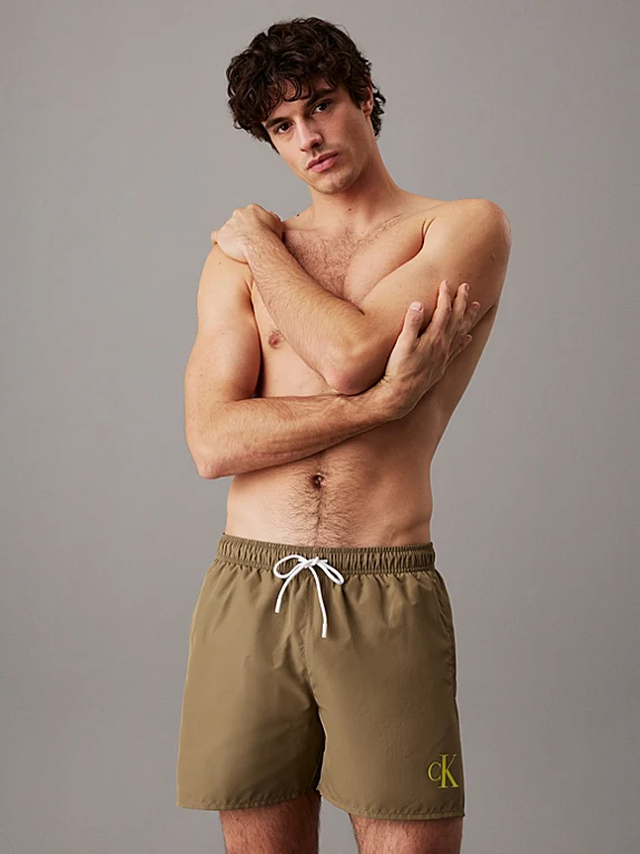 CALVIN KLEIN CK Monogram Swim Shorts - Olive