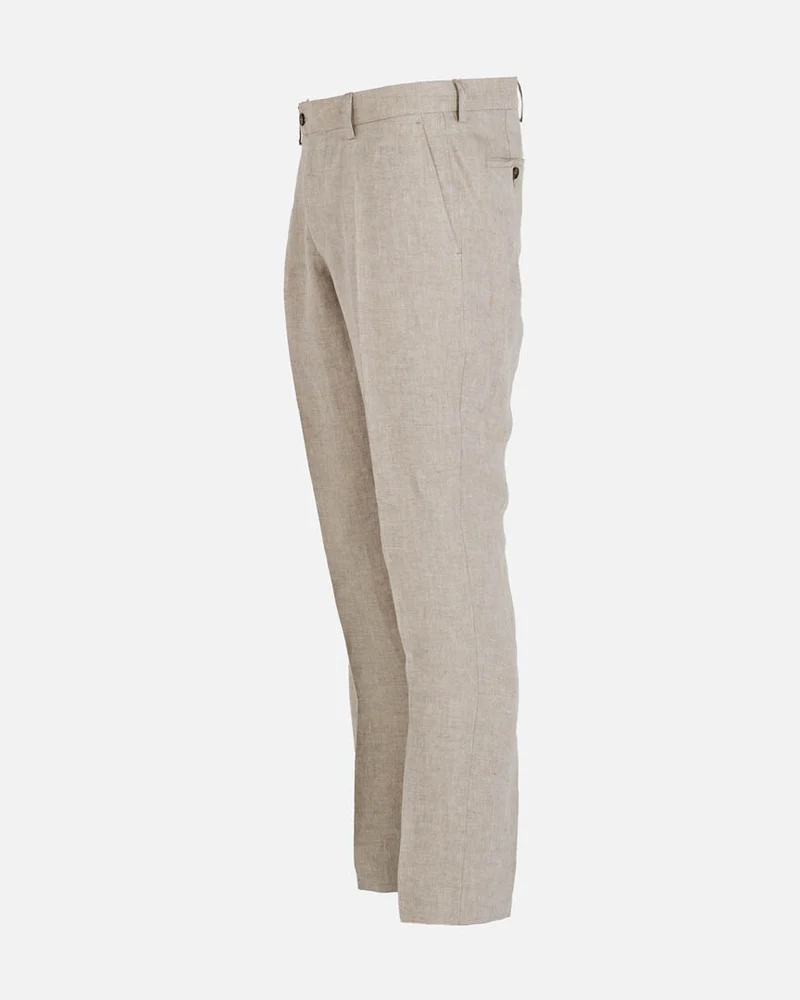 CAVALIERE Sebbe Linen Slim Suit Trousers - Beige