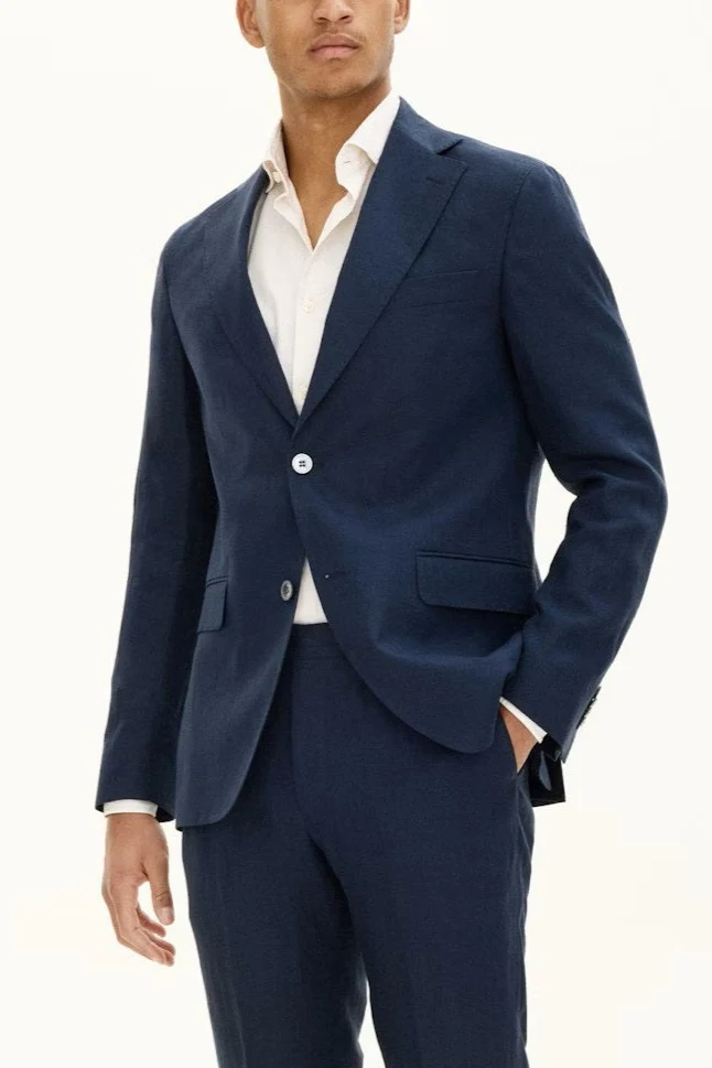 OSCAR JACOBSON Regular Fit Linen Suit - Navy