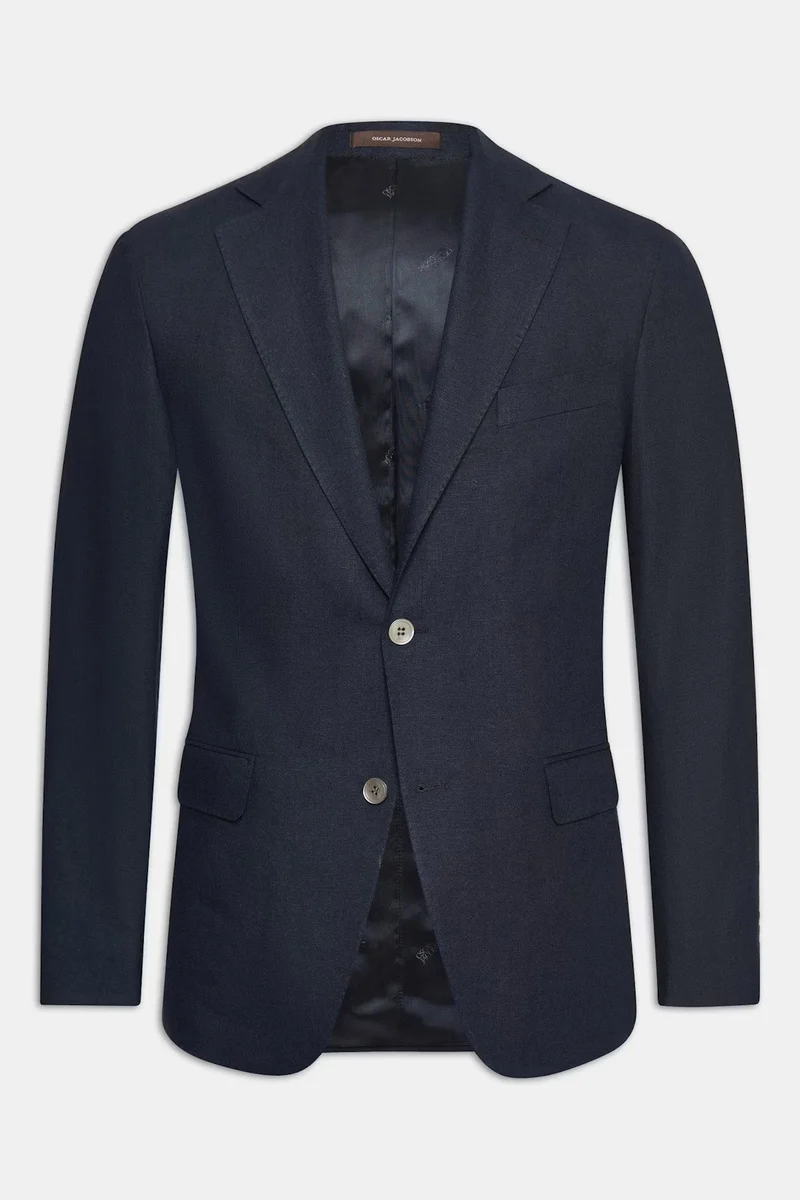 OSCAR JACOBSON Fogerty Linen Blazer - Dark Blue