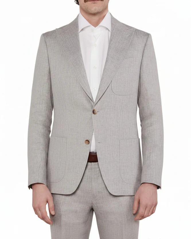 SAND King Linen Blazer - Light Grey