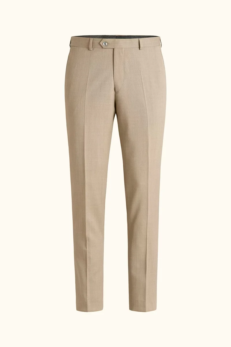OSCAR JACOBSON Denz Microstructure Suit Trousers - Beige