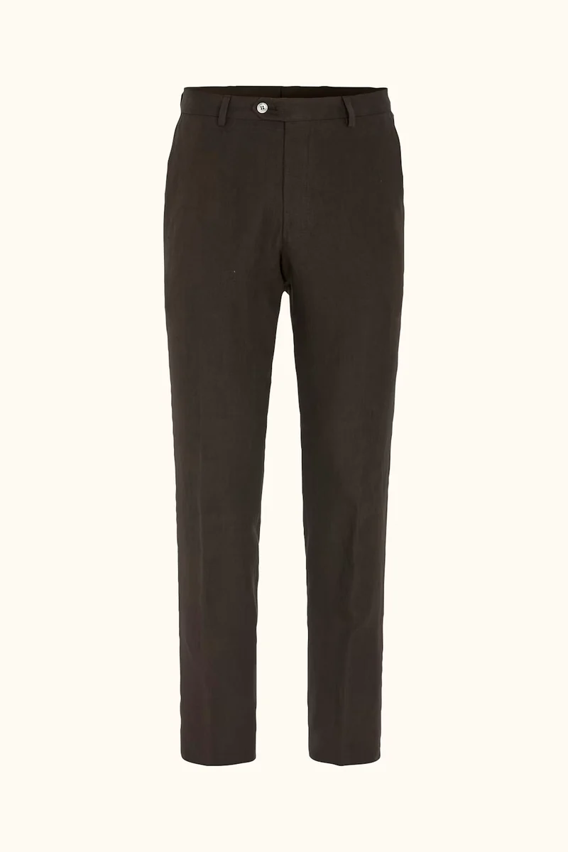 OSCAR JACOBSON Denz Linen Suit Trousers - Brown