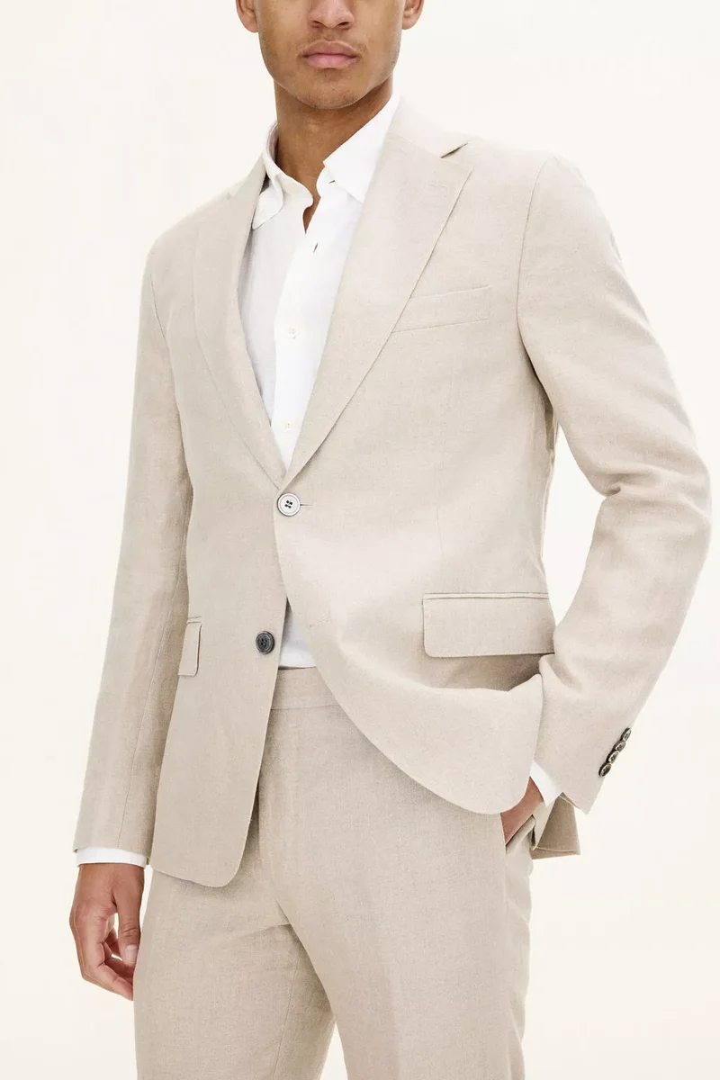 OSCAR JACOBSON Fogerty Linen Blazer - Natural Beige