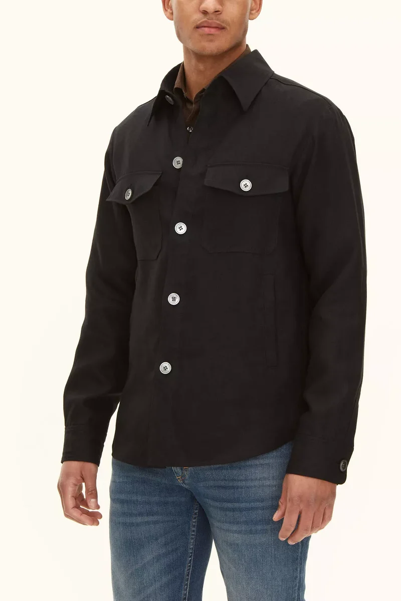 OSCAR JACOBSON Maverick Linen Overshirt - Black