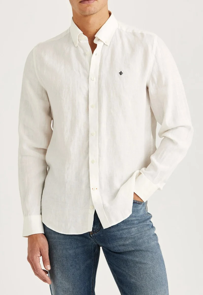 MORRIS Douglas Linen Shirt - Off White