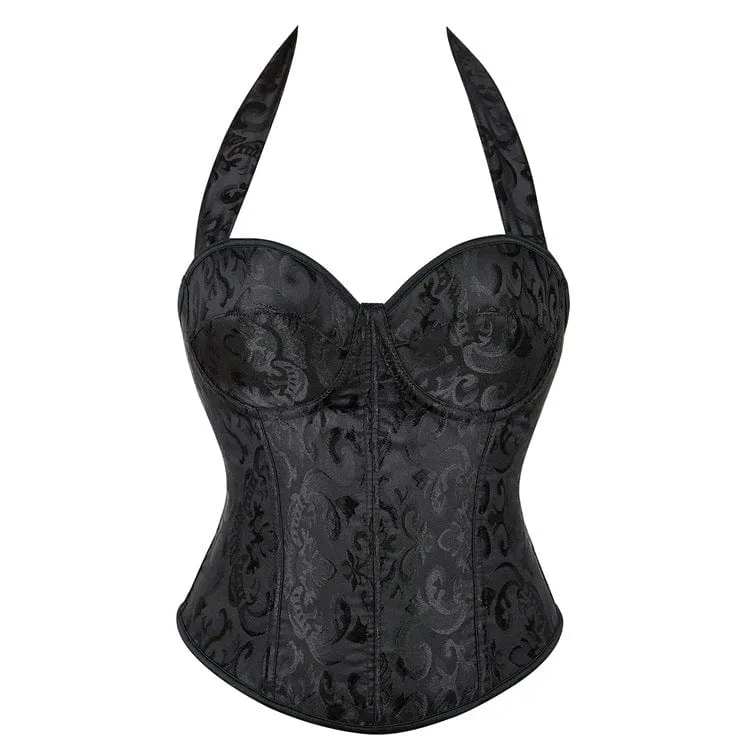 Gothic Strappy Halterneck Overbust Korsett för kvinnor