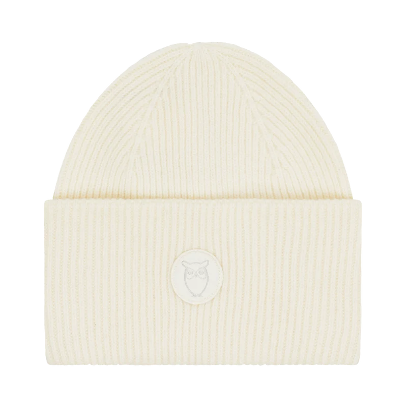 Wool Badge Beanie - Egret