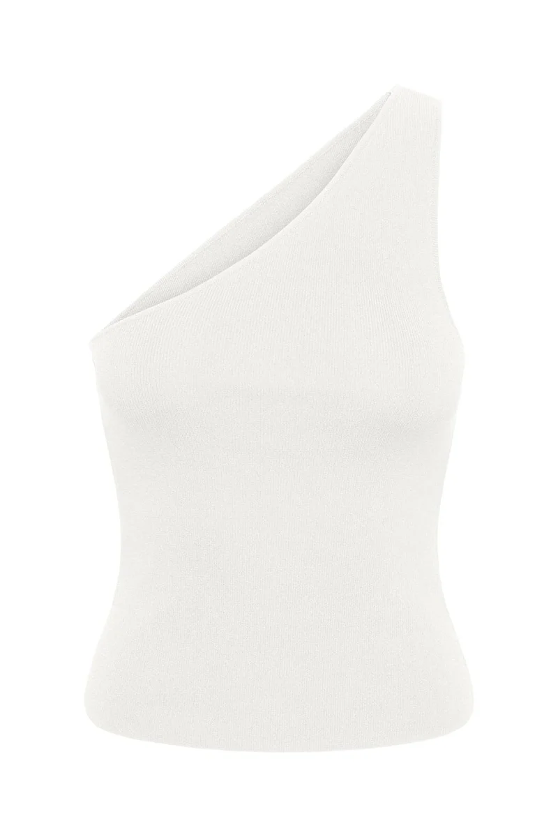 Only - Onlmilo Sl One Shoulder Rib Top Cc Knt - 5082394 Cloud Dancer
