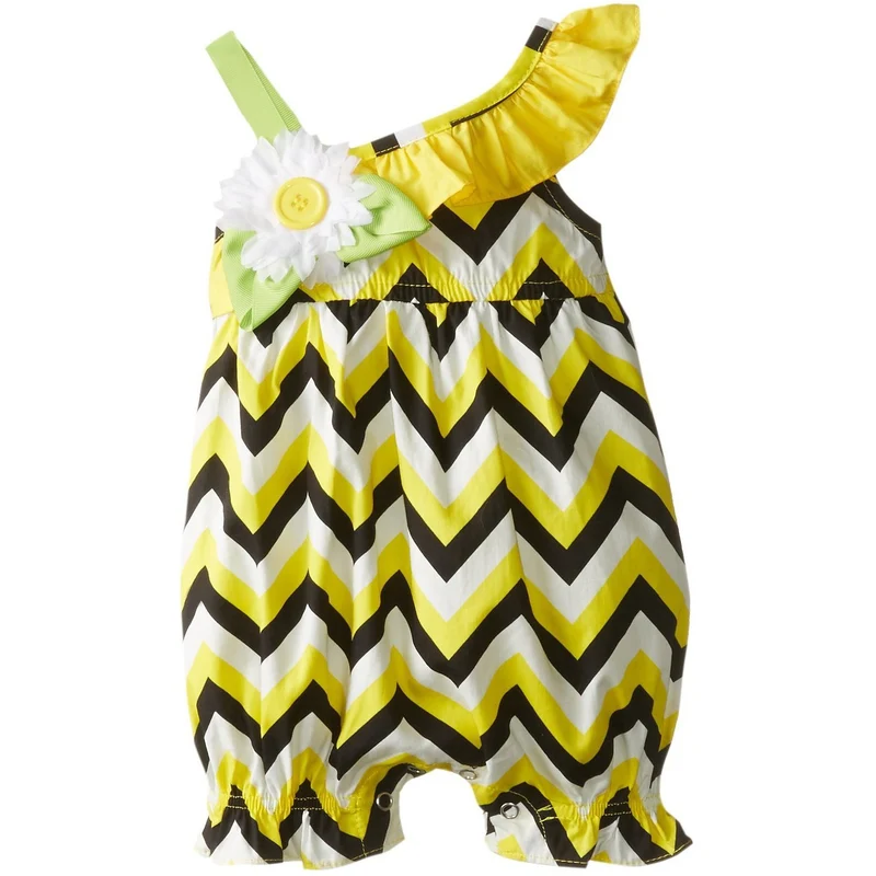 Bonnie Jean Baby Girls Yellow Black Chevron Romper