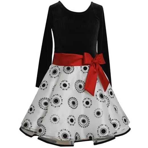 Girls Formal Dress Black White Dot Special Occasion Dress