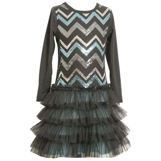 Black Chevron Sequin Dress 4