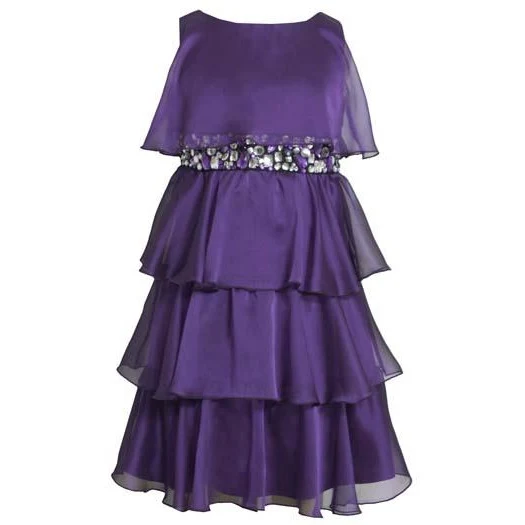 Bonnie Jean Collection: Special Occasion Plum Chiffon Tiered Dress