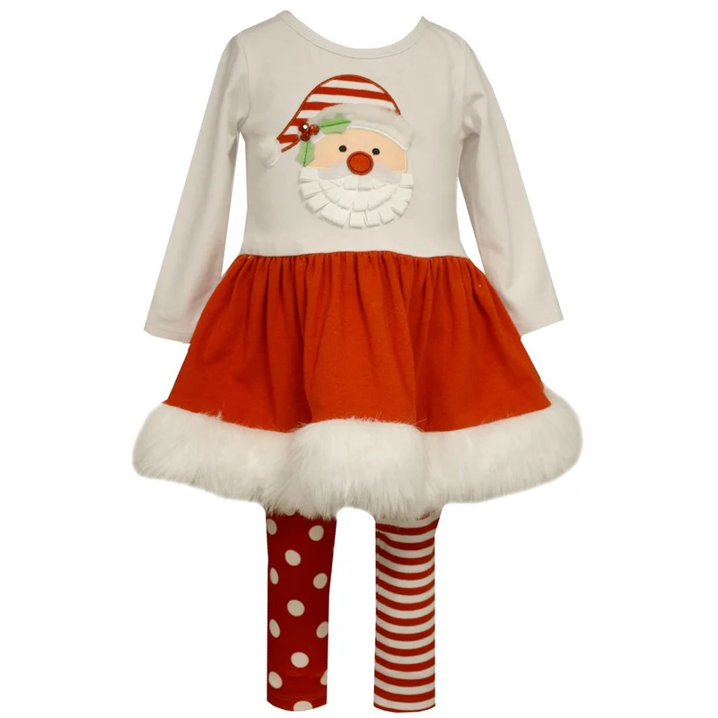 Bonnie Jean Girls Santa Tutu Holiday Legging Set