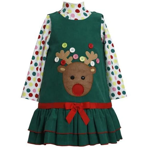 Bonnie Jean Collection Reindeer Baby Christmas Dress